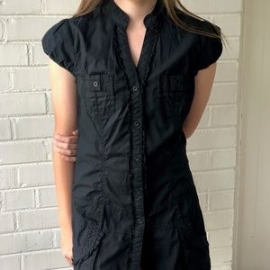 black button down cotton dress